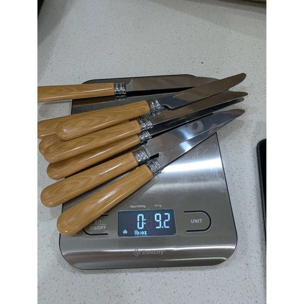 Cambridge Stainless Steel Flatware Set Faux Wood Grain Handles 23pc Rustic